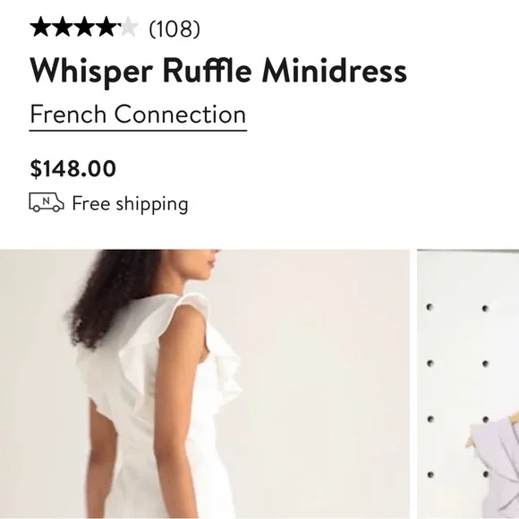 French Connection Whisper Ruffle Mini Dress white graduation dress vneck ruffles - Picture 16 of 16